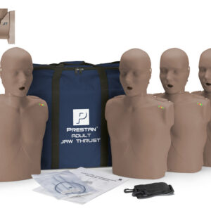 Manequim de RCP  Adulto Prestan Professional com Empurrão de Mandíbula e Feedback de RCP, Pacote com 4 (Pele Escura) [SKU: PR00038D]