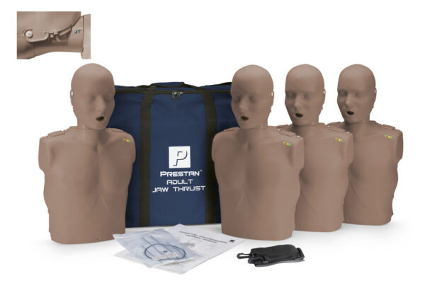 Manequim de RCP  Adulto Prestan Professional com Empurrão de Mandíbula e Feedback de RCP, Pacote com 4 (Pele Escura) [SKU: PR00038D]