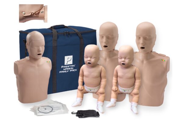 Pacote Familiar de Manquim Profissional Prestan com Empurrão de Mandíbula e Feedback de RCP (Pele Média) [SKU: PR00154M]