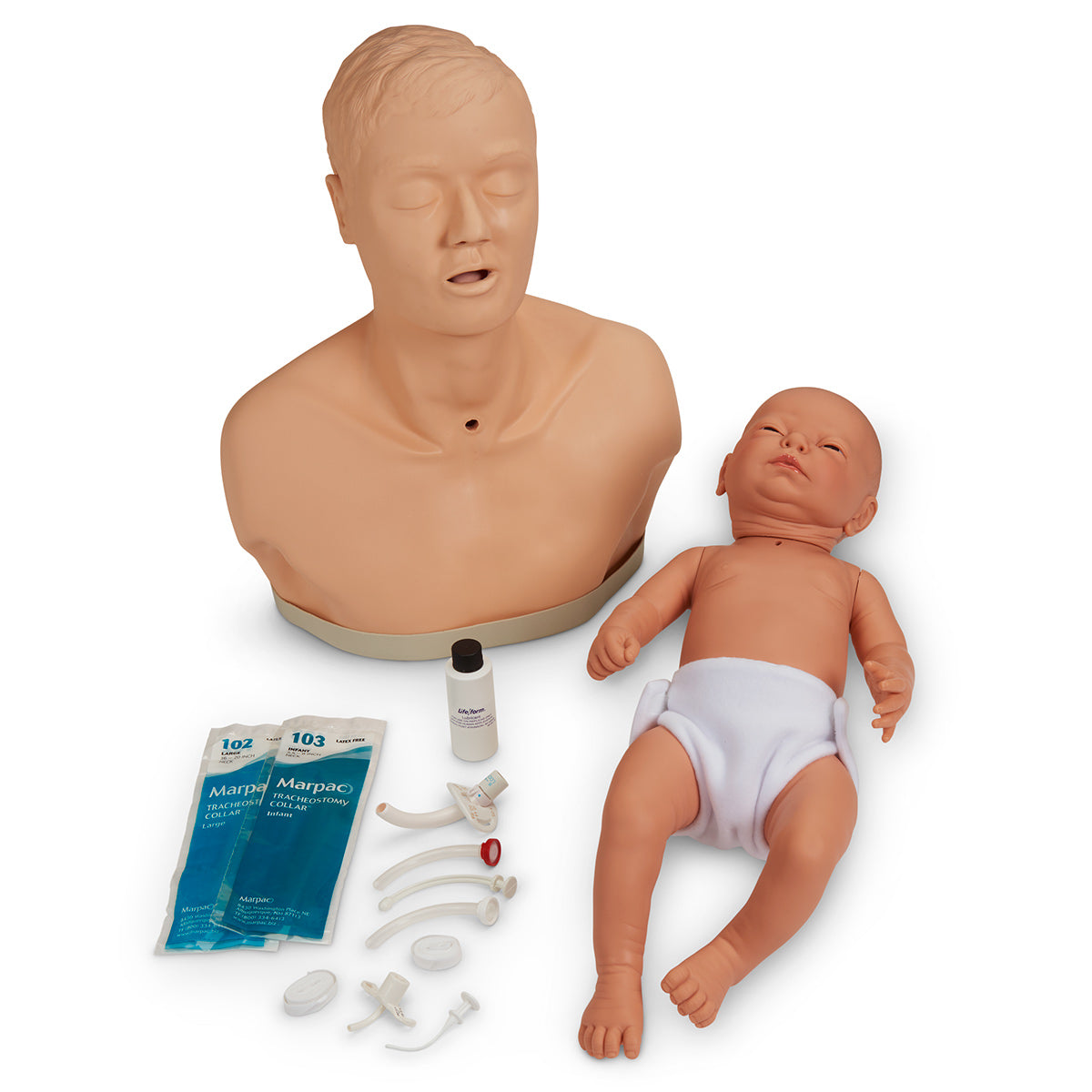 Conjunto de cuidados para traqueostomia para educação de pacientes Life/form® [SKU: LF01159]