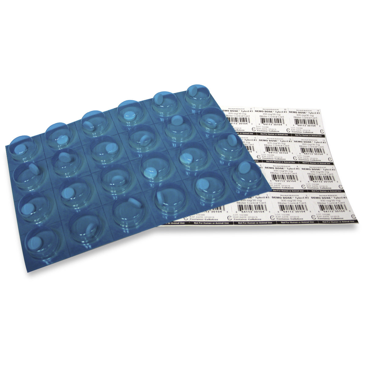 Cartões de controle de bolhas Demo Dose® - Tylenl #3 - 300 mg/30 mg [SKU: PN01040]