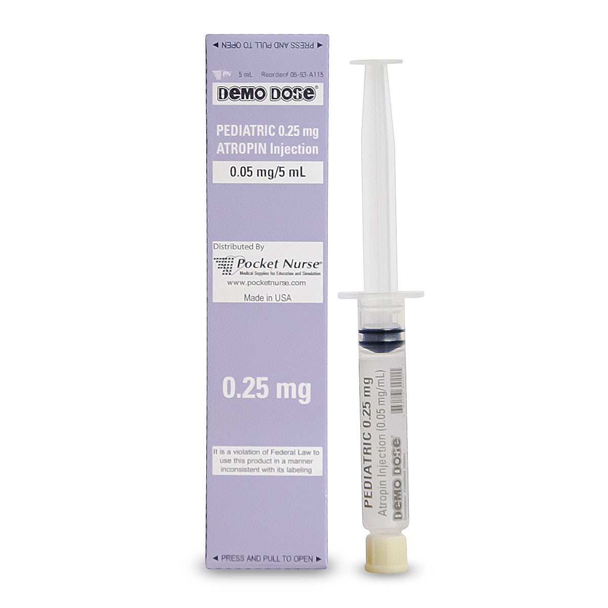 Seringa pré-cheia Pediátrica e Infantil Demo Dose® - Atropina 0,25 mg Pediátrica (5 ml)