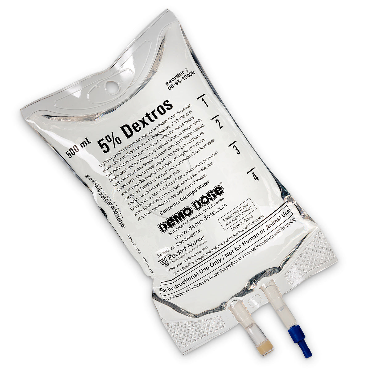 Demo Dose® Fluido IV Simulado - 5% Dextrose - 500 ml