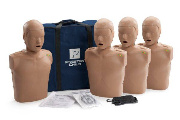 Manequim de RCP  Infantil Profissional Prestan com Feedback de RCP, Pacote com 4 (Pele Escura) [SKU: PR00036D]