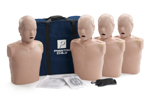 Manequim de RCP  Infantil Profissional Prestan com Feedback de RCP, Pacote com 4 (Pele Escura) [SKU: PR00036M]
