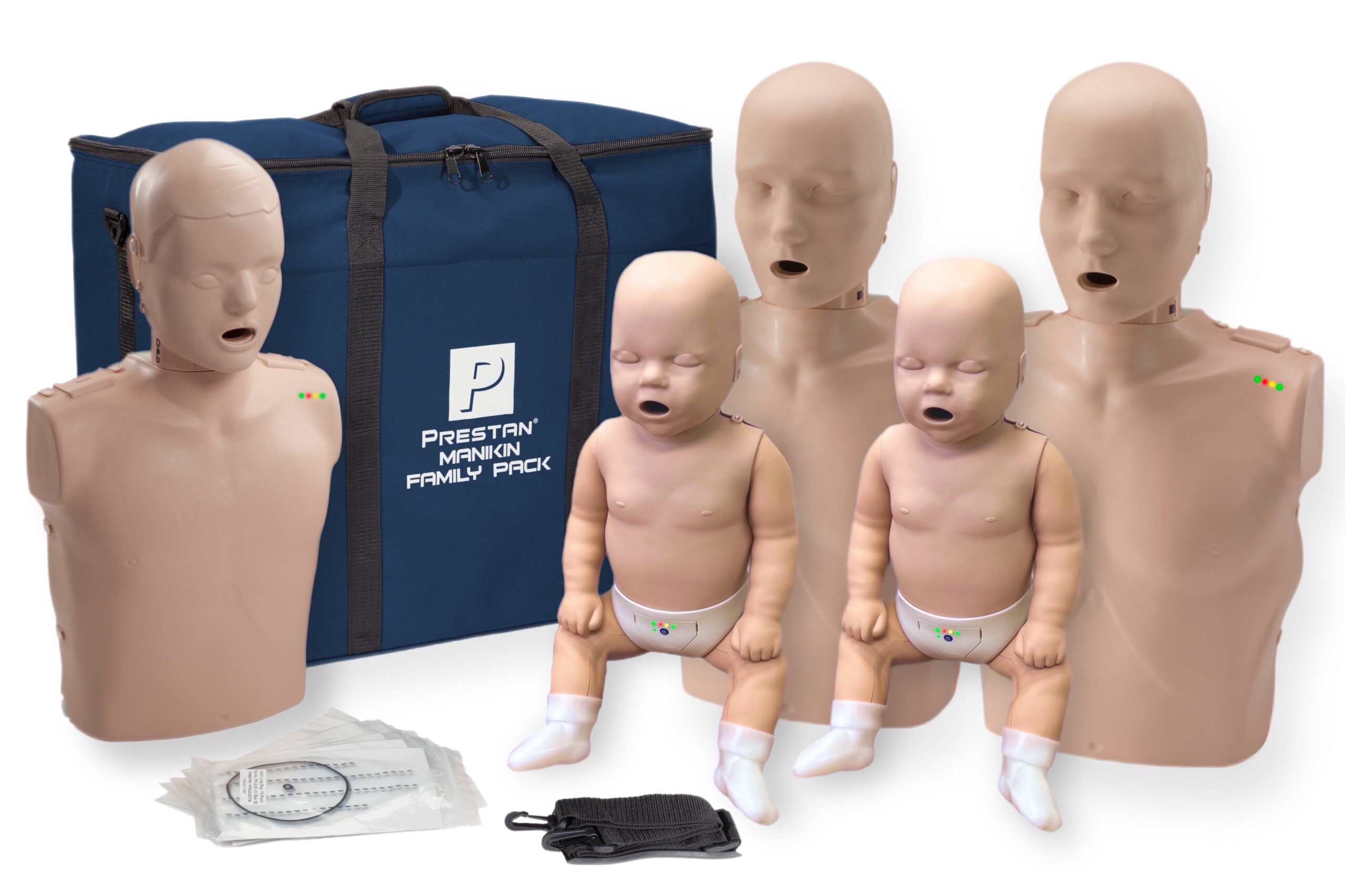 Pacote Familiar de Manikin Profissional Prestan com Feedback de RCP (Pele Média) [SKU: PR00017M]